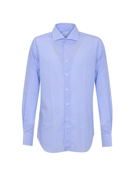 Camicia bacchettata in cotone Bianco/azzurro Xacus | 21213 521ML004